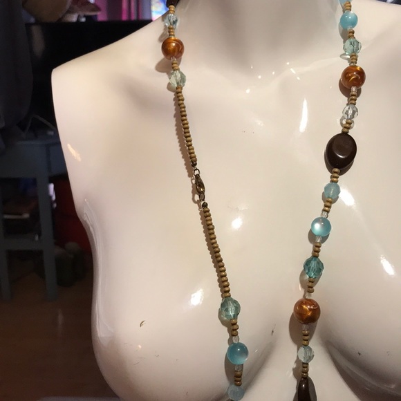 Glass Beaded Boho necklace, approx 36” - Picture 3 of 3
